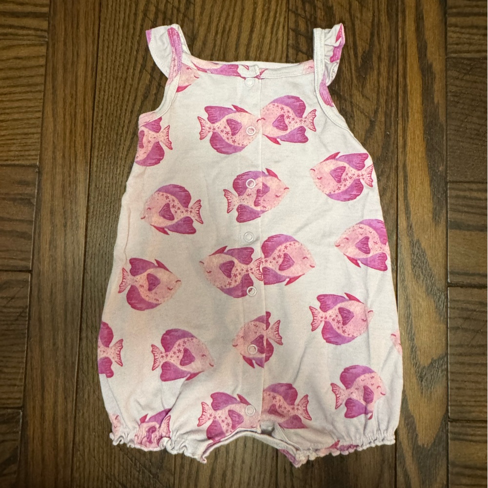 Carter's Pink Fish Patterned Kids Romper